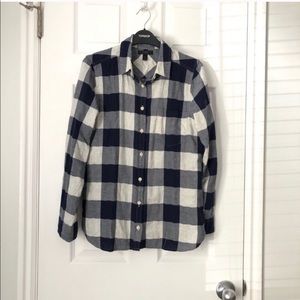 J Crew plaid white and blue blouse